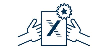 Icon TROX EPDs bei TROX zwei Hände reichen sich ein Dokument mit TROX X